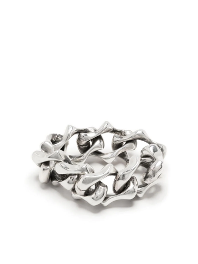 Shop Emanuele Bicocchi Soft Sharp Link Chain Ring In Silver