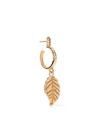 Shop Emanuele Bicocchi Leaf Charm Pendant Hoop Earring In Gold