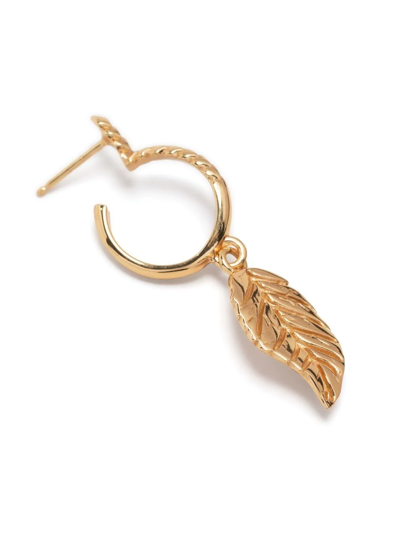 Shop Emanuele Bicocchi Leaf Charm Pendant Hoop Earring In Gold
