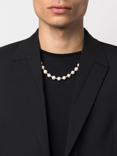 Shop Emanuele Bicocchi Bead-embellished Pearl Necklace In Silver