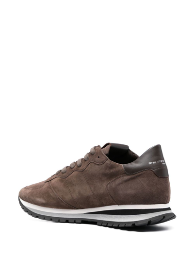 Shop Philippe Model Paris Suede Low-top Sneakers In Brown