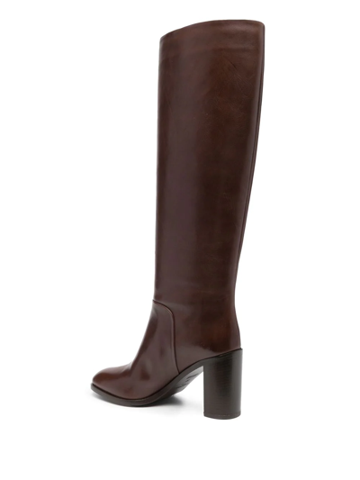 Shop Sartore Knee-high Leather Boots In Brown