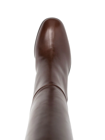Shop Sartore Knee-high Leather Boots In Brown