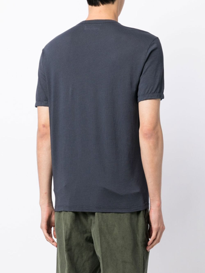 Shop Officine Generale Short-sleeve Lyocell-blend T-shirt In Blue