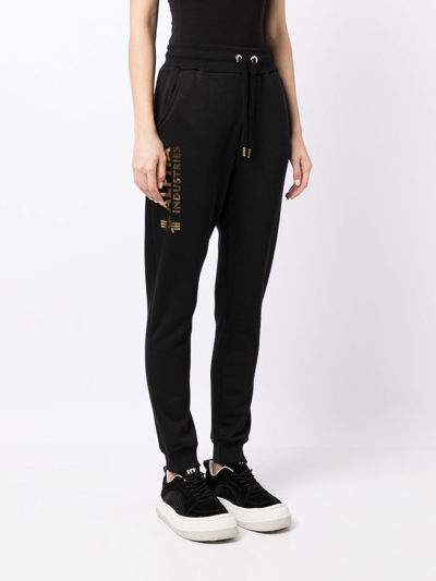 Alpha Industries Logo-print Drawstring Track Pants In Black