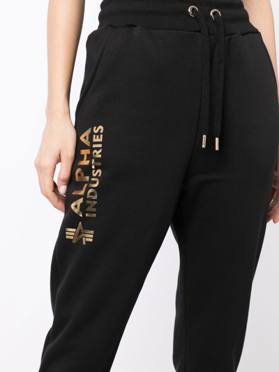 Alpha Industries Logo-print Drawstring Track Pants In Black