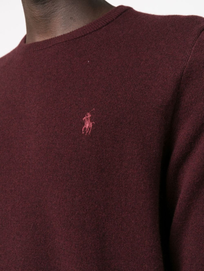 Shop Polo Ralph Lauren Embroidered-logo Crew-neck Jumper In Red