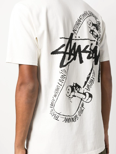 Shop Stussy Logo-print Short-sleeve T-shirt In White