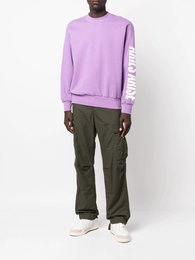 Aries Logo-print Long-sleeve Sweatshirt In Purple