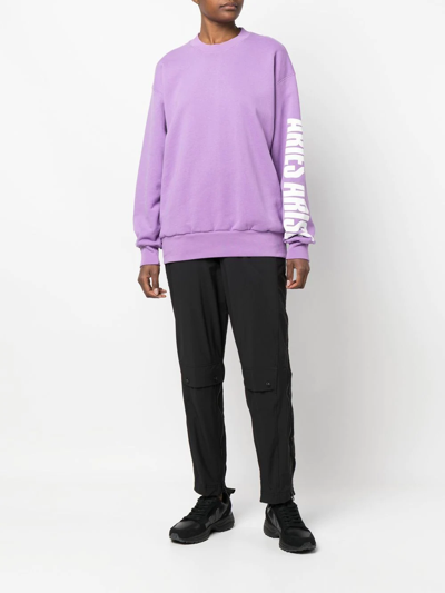 Shop Aries Logo-print Long-sleeve Sweatshirt In Purple