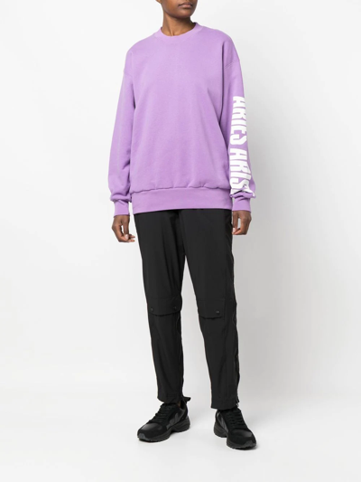 Aries Logo-print Long-sleeve Sweatshirt In Purple
