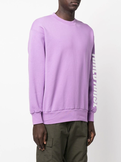 Shop Aries Logo-print Long-sleeve Sweatshirt In Purple