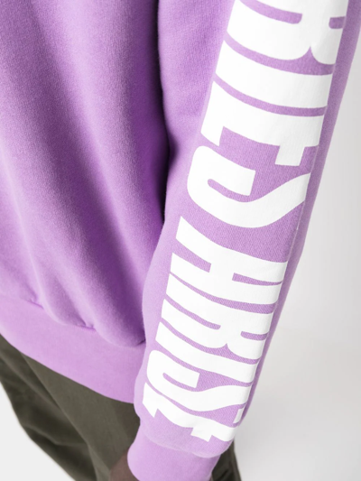 Shop Aries Logo-print Long-sleeve Sweatshirt In Purple