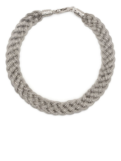 Shop Emanuele Bicocchi Flat Braided-design Choker Necklace In Silver