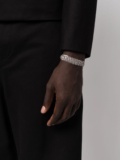 Shop Emanuele Bicocchi Flat Braided-design Bracelet In Silver