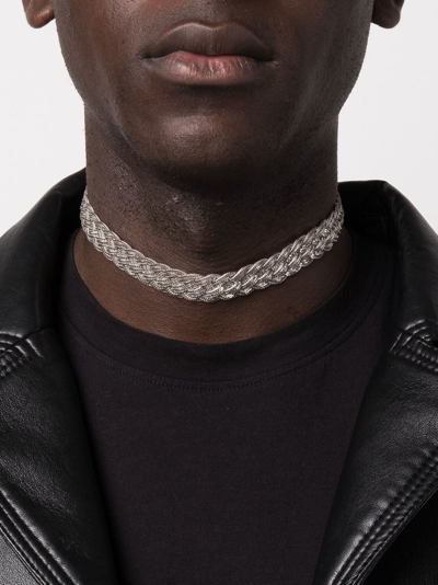 Shop Emanuele Bicocchi Flat Braided-design Choker Necklace In Silver