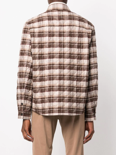 Shop Peserico Check-pattern Button-up Shirt In Brown
