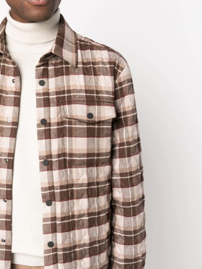 Shop Peserico Check-pattern Button-up Shirt In Brown