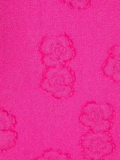Shop Valentino Floral-pattern Knitted Scarf In Pink