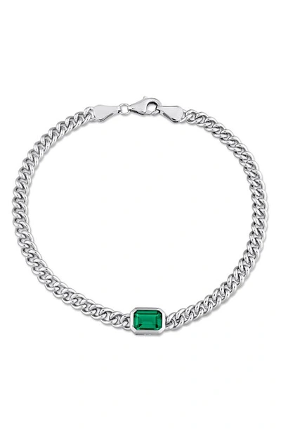 Delmar Sterling Silver & Green Cubic Zirconia Bracelet In Green