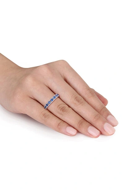 Delmar Polished Cubic Zirconia Band Ring In Blue