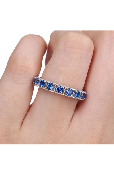 Delmar Polished Cubic Zirconia Band Ring In Blue