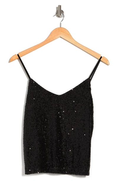 Steve Madden Stretch Sequin Camisole In Black Sequin