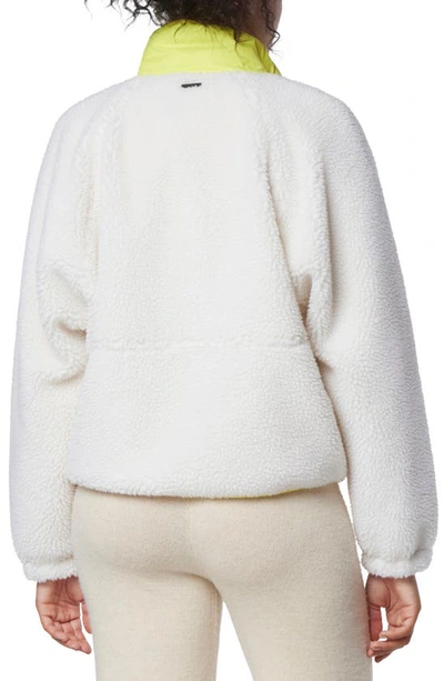 Marc New York Mixed Media Fleece Zip Jacket In Cream