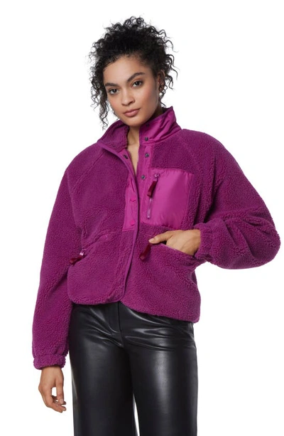 Marc New York Mixed Media Fleece Zip Jacket In Orchid