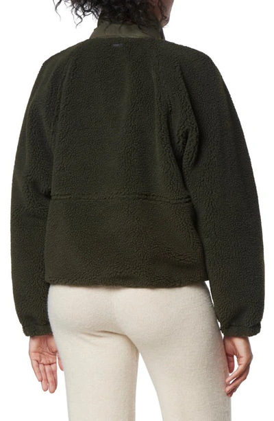 Shop Marc New York Mixed Media Fleece Zip Jacket In Olive