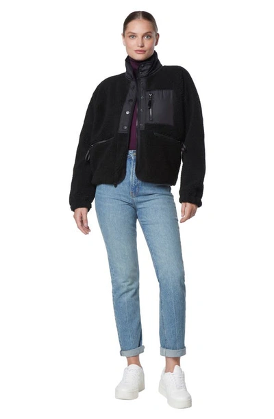 Marc New York Mixed Media Fleece Zip Jacket In Black
