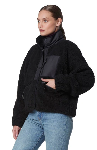 Marc New York Mixed Media Fleece Zip Jacket In Black