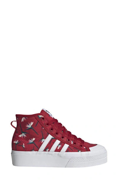 Shop Adidas Originals Nizza Mid Platform High Top Sneaker In Red/ Ftwr White/ Core Black