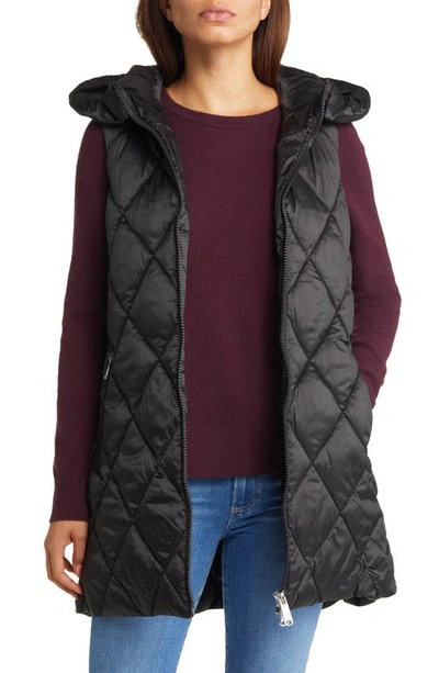 Shop Sam Edelman Quilted Hooded Water Repellent Vest In Black