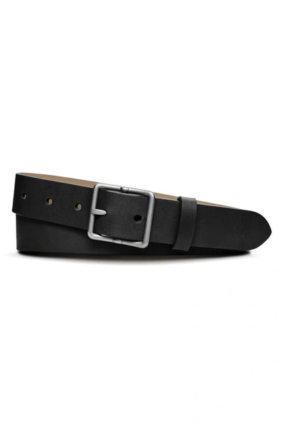 Shop Shinola Center Bar Buckle Leather Belt In Black