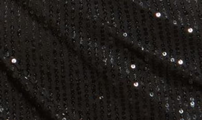 Shop Area Stars Sequin Long Sleeve Asymmetric Cocktail Dress In Black