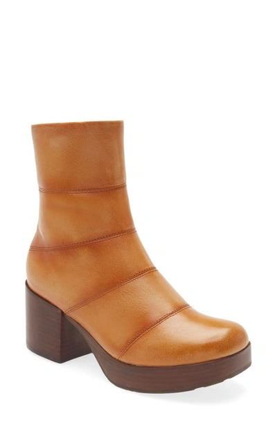 Shop Chocolat Blu Vivi Platform Bootie In Caramel Leather