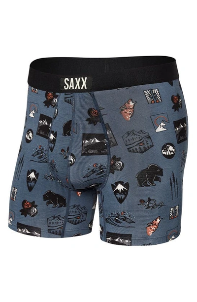 Shop Saxx Vibe Super Soft Slim Fit Boxer Briefs In Wild Spirit- Twilight