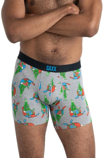 Shop Saxx Vibe Super Soft Slim Fit Boxer Briefs In Pants Drunk- Grey Heather