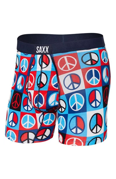 Shop Saxx Vibe Super Soft Slim Fit Boxer Briefs In Peace Yall- Multi