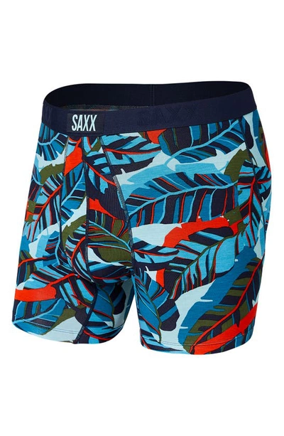Shop Saxx Vibe Super Soft Slim Fit Boxer Briefs In Blue Pop Jungle