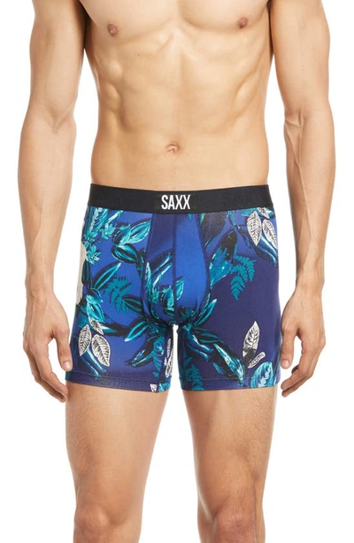 Shop Saxx Vibe Super Soft Slim Fit Boxer Briefs In Parrot-dise- Navy
