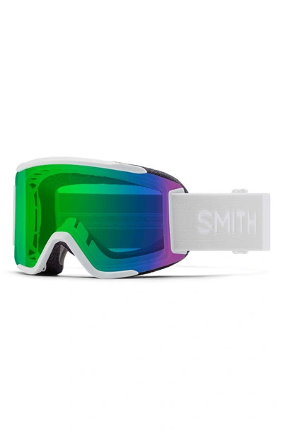 Shop Smith Squad 180mm Chromapop™ Snow Goggles In White Vapor / Green Mirror