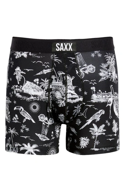 Shop Saxx Ultra Helmet Print Boxer Brief In Black Astro Surf And Turf