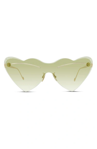 Shop Loewe Heart Shaped Sunglasses In Shiny Endura Gold / Green