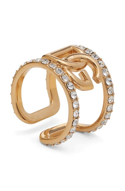 Shop Dolce & Gabbana Dg Logo Crystal Ring In Zoo00 Oro