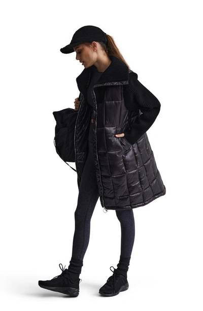 Shop Varley Mayten Knit Accent Puffer Coat In Black