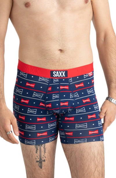Shop Saxx Vibe Super Soft 2-pack Slim Fit Boxer Briefs In Starry Stripe/ Premium Red