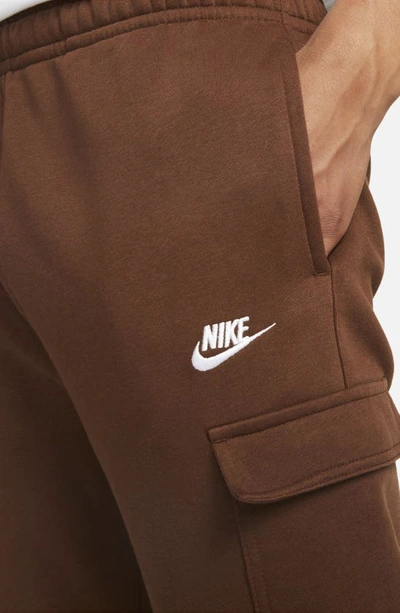 Shop Nike Club Fleece Cargo Pocket Joggers In Cocao Wow/ White