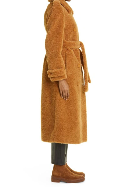 Shop Stand Studio Towa Double Breasted Belted Faux Fur Trench Coat In Nougat